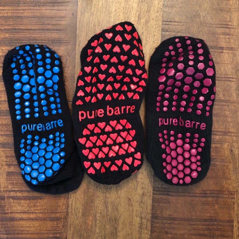 Set of three Pure Barre sticky socks. GUC